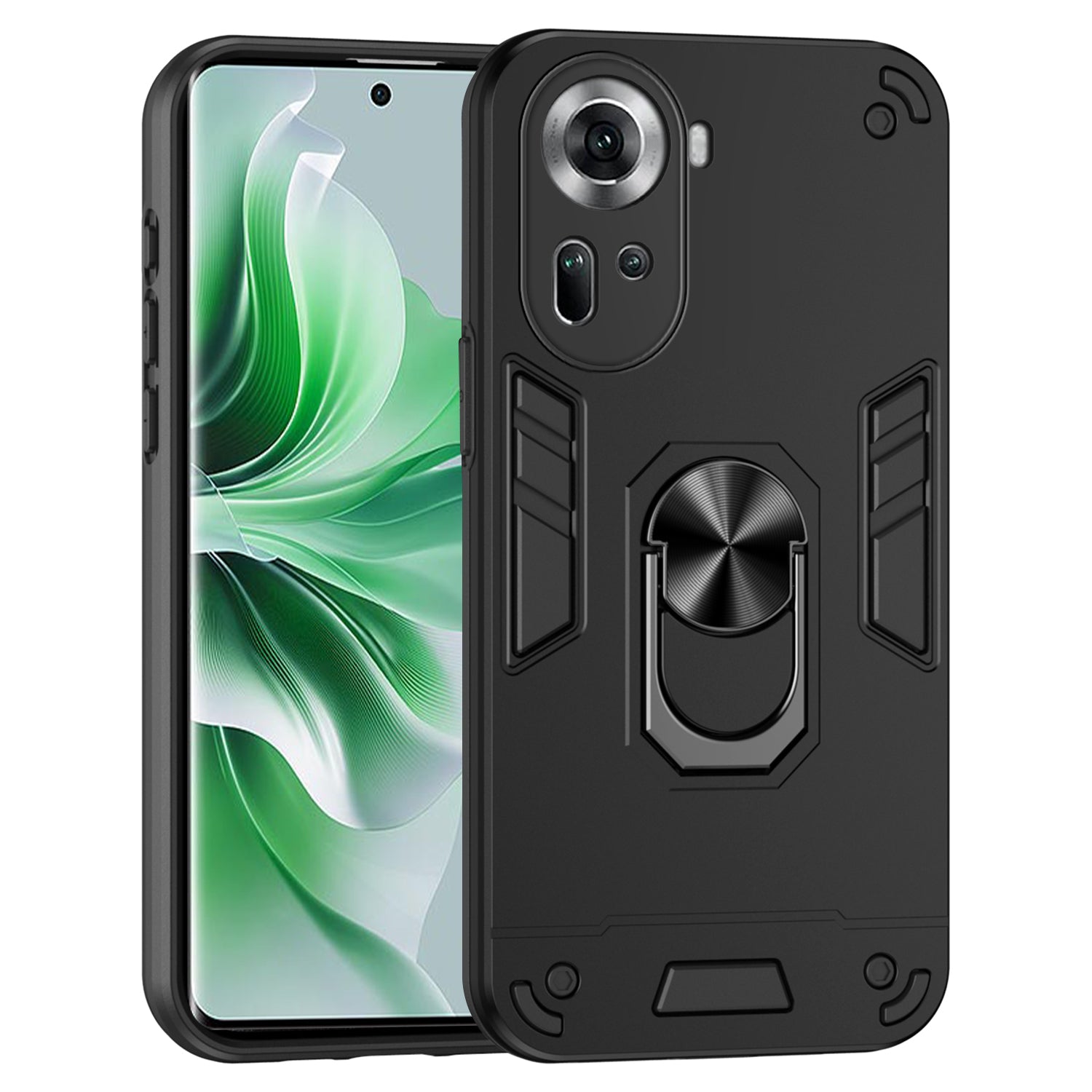 For Oppo Reno11 5G (Global) Kickstand Case Drop-Proof Phone Cover Support Magnetic Car Mount For Oppo Reno11 5G (Global) Kickstand Case Drop-Proof Phone Cover Support Magnetic Car Mount